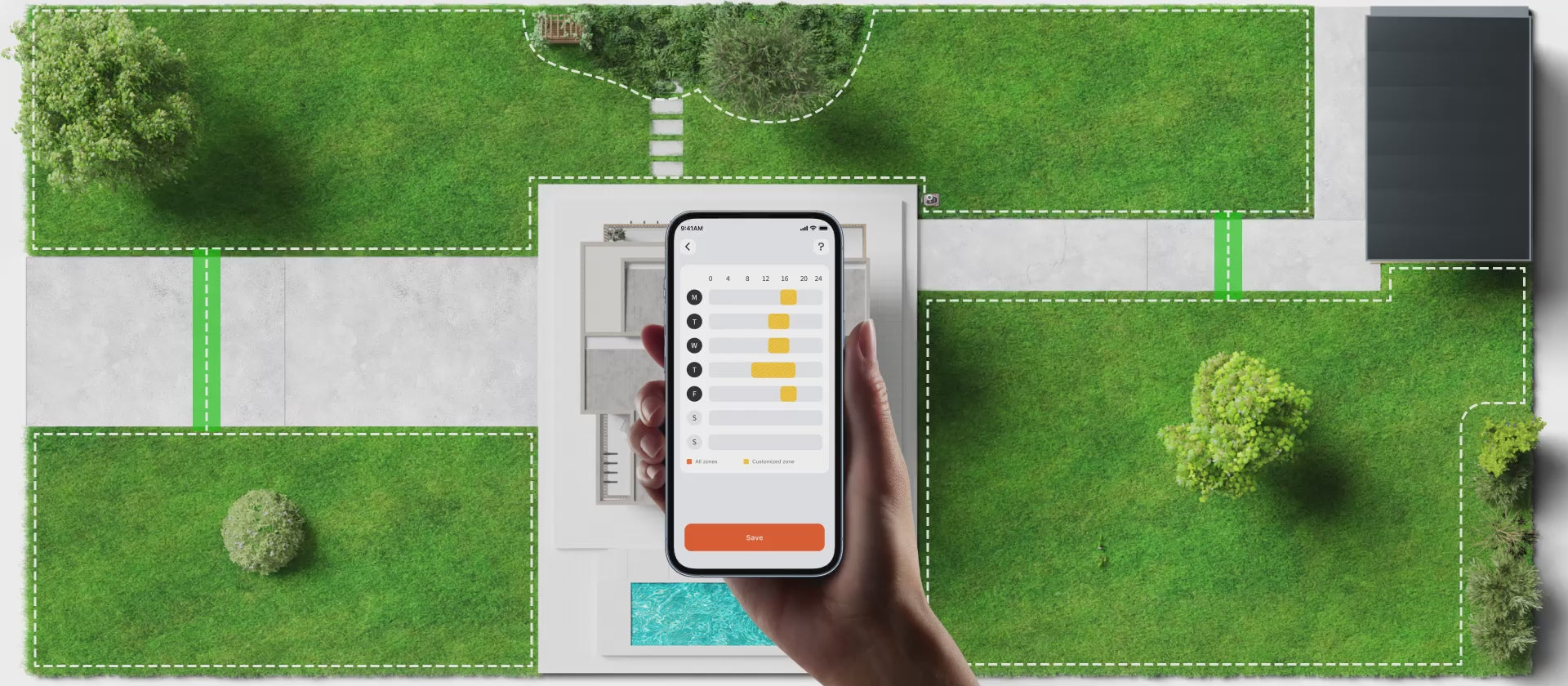 Laad video: <p>Set up mowing schedules for multiple zones</p>