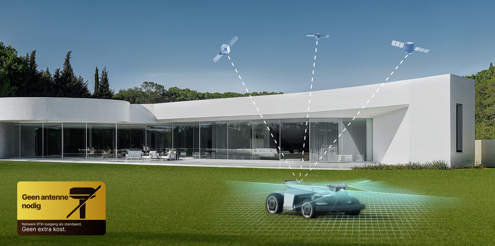 Segway Navimow i105E robotmaaier maait het gazon zonder extra antenne.